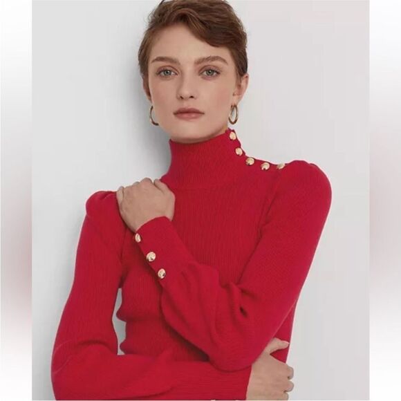 Ralph Lauren black label Elegant Red Turtleneck Sweater, S - Picture 5 of 13